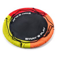 Leagan rotund pentru copii, Meteor, tip cuib de barza, cadrul din metal, tesatura Oxford 600D, YellowOrangeRed, 110 cm - 2