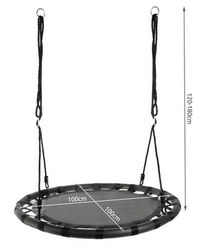 Leagan rotund tip cuib pentru copii, Kruzzel, cadru robust de 100 cm, capacitate 150 kg, black - 8