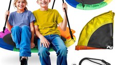 Leagan tip cuib pentru copii Neo-Sport 6 Multicolor 100cm, Perna atasata cu Velcro inclusa, Cadru din otel, material impermeabil 600D PE Oxford, greutate suportata 150kg