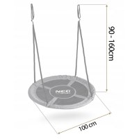 Leagan tip cuib pentru copii Neo-Sport Gri XXL, 100 cm, material impermeabil, cadru din otel, greutate suportata 150 kg - 7