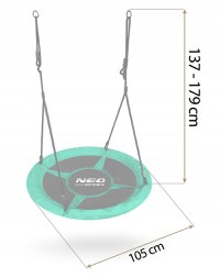 Leagan tip cuib pentru copii Neo-Sport Swingo 100 cm Verde cu Cadru din otel, Husa impermeabila si rezistenta Oxford 600D, Greutate suportata 150kg - 6