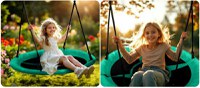 Leagan tip cuib pentru copii Neo-Sport Swingo 100 cm Verde cu Cadru din otel, Husa impermeabila si rezistenta Oxford 600D, Greutate suportata 150kg - 7
