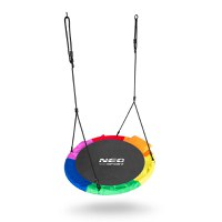 Leagan tip cuib pentru copii XXL 120 cm Neo-Sport Multicolor, Perna atasata cu Velcro inclusa, Cadru din otel, Husa impermeabila si rezistenta din material Oxford 600D, Greutate suportata 150 kg - 5