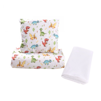 Lenjerie 3 piese model Dinozauri + Protectie impermeabila patut 120x60 cm - 5