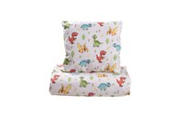 Lenjerie 3 piese model Dinozauri + Protectie impermeabila patut 120x60 cm - 1
