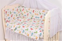 Lenjerie 3 piese model Dinozauri + Protectie impermeabila patut 120x60 cm - 2