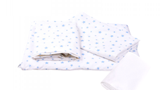 Lenjerie 3 piese model Stelute bleu + Protectie impermeabila patut 120x60 cm