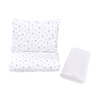 Lenjerie 3 piese model Stelute bleu + Protectie impermeabila patut 120x60 cm - 2