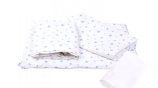 Lenjerie 3 piese model Stelute bleu + Protectie impermeabila patut 120x60 cm