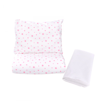 Lenjerie 3 piese model Stelute roz + Protectie impermeabila patut 120x60 cm - 3