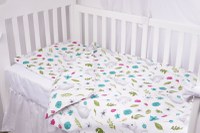Lenjerie 5 piese patut 120x60 cm bumbac model iepurasi si flori - 3