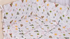 Lenjerie 6 piese patut 120x60 cm bumbac model Rachete