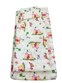 Lenjerie de pat 3 piese cu cearceaf plapumioara si pernuta slim 120x60 cm Croitoria Noastra Winnie pe galben - 1