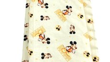 Lenjerie de pat 3 piese cu cearceaf plapumioara si pernuta slim 140x70 cm Croitoria Noastra Mickey pe galben