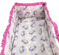 Lenjerie de pat 3 piese cu cearceaf plapumioara si pernuta slim 140x70 cm Croitoria Noastra unicorni Roz - 1