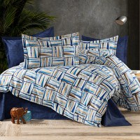 Lenjerie de pat 4 piese Somnart din bumbac cu cearceaf pat clasic, cearceaf pilota 200 x 230 cm si 2 fete perna 50 x 70 cm albastru - 1