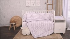Lenjerie de pat 8 piese bumbac ranforce Trend Grey Striped