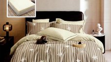 Lenjerie de pat din finet cu 6 piese, cearceaf pat cu elastic, cearceaf pilota 200 x 230 cm, 2 fete perna 50 x 70 cm si 2 fete perna 70 x 70 cm