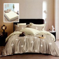 Lenjerie de pat din finet cu 6 piese, cearceaf pat cu elastic, cearceaf pilota 200 x 230 cm, 2 fete perna 50 x 70 cm si 2 fete perna 70 x 70 cm - 1