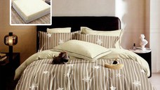 Lenjerie de pat din finet cu 6 piese, cearceaf pat cu elastic, cearceaf pilota 200 x 230 cm, 2 fete perna 50 x 70 cm si 2 fete perna 70 x 70 cm