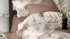 Lenjerie de pat Somnart Extra din finet, 6 piese, Vanilla Bloom, cu cearceaf clasic 230 x 250 cm