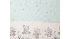 Lenjerie din bumbac cu 3 piese 120x60 cm fete de schimb Beberoyal BearsToys Turcoaz