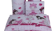 Lenjerie din bumbac cu 5 piese pentru saltea 140x70 cm Beberoyal Dancing Girls Roz
