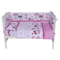 Lenjerie din bumbac cu 5 piese pentru saltea 140x70 cm Beberoyal Dancing Girls Roz - 3