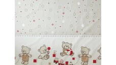 Lenjerie din bumbac cu 7 piese pentru saltea 120x60 cm Beberoyal BearsToys Bej