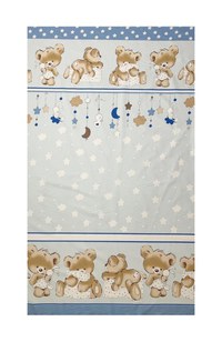 Lenjerie din bumbac cu 7 piese pentru saltea de 140x70 cm Beberoyal BearsRabbit Albastru - 1