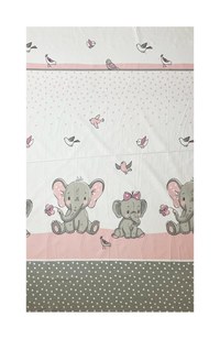 Lenjerie din bumbac cu 8 piese pentru saltea 120x60 cm Beberoyal ElefantBirds Roz - 3