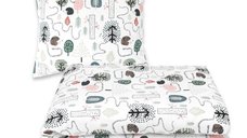 Lenjerie pat junior cu 4 piese Qmini din bumbac 160x100 cm Hedgehog