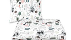 Lenjerie pat junior cu 4 piese Qmini din bumbac 160x100 cm Hedgehog