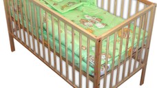 Lenjerie patut 120x60 cm cu 4 piese Nichiduta Ursuletul somnoros Verde