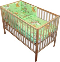 Lenjerie patut 120x60 cm cu 4 piese Nichiduta Ursuletul somnoros Verde - 1