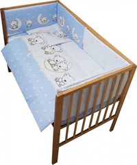 Lenjerie patut 120x60 cm cu 5 piese Nichiduta Teddy on the Moon Blue - 1