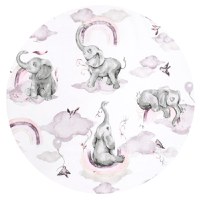 Lenjerie patut 3 piese cu protectie laterala Qmini 120x60 cm Elephants on Rainbow Pink - 2