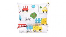 Lenjerie patut cresa si gradinita 5 piese model Masinute colorate