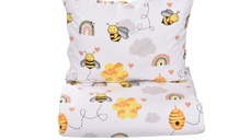 Lenjerie patut cu 3 piese 120x60 cm din bumbac model Albinute