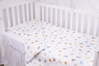 Lenjerie patut cu 3 piese 120x60 cm din bumbac model Animalute safari - 3