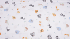 Lenjerie patut cu 3 piese 120x60 cm din bumbac model Animalute safari
