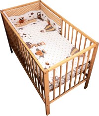 Lenjerie patut cu 3 piese Bufnite Bej - 1