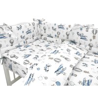 Lenjerie patut cu 3 piese MimiNu 120x60 cm din bumbac blue plane - 3