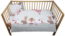 Lenjerie patut cu 3 piese Owls roz