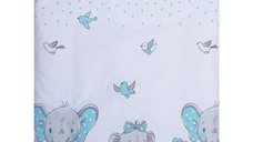 Lenjerie patut cu 4 piese 140x70 cm Elefant albastru