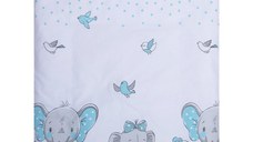 Lenjerie patut cu 4 piese 140x70 cm Elefant albastru