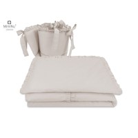 Lenjerie patut cu 4 piese MimiNu din bumbac protectii laterale 120x60 cm Colectia Royal Beige - 1