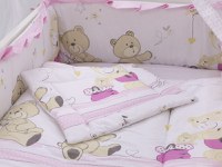 Lenjerie patut cu 5 piese 120x60cm Teddy Play Pink M1 - 1