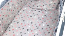 Lenjerie patut cu 5 piese Croitoria Noastra Cer de primavara 140x70 cm