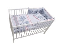 Lenjerie patut cu 7 piese 120x60 cm Ursuleti iepurasi gri - 2